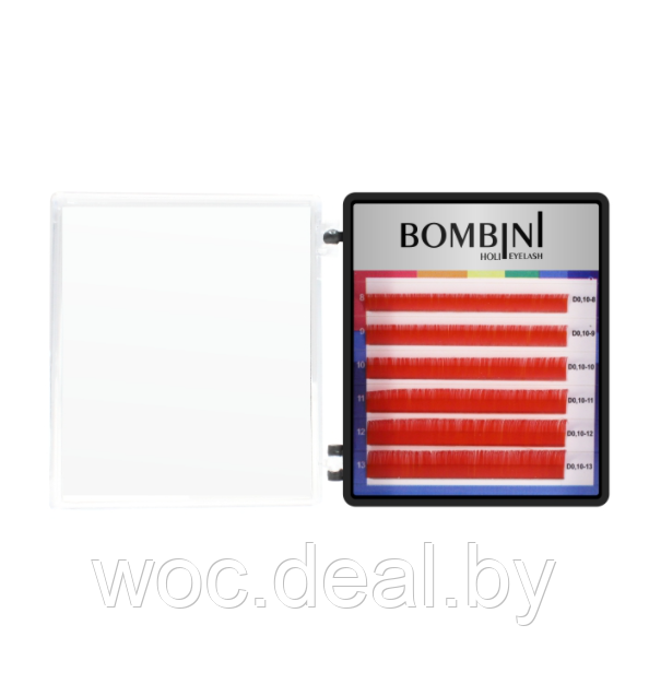 Bombini Цветные ресницы для наращивания Holi Mini Mix, Красные D0.10 Mix 8-13 - фото 1 - id-p167858196