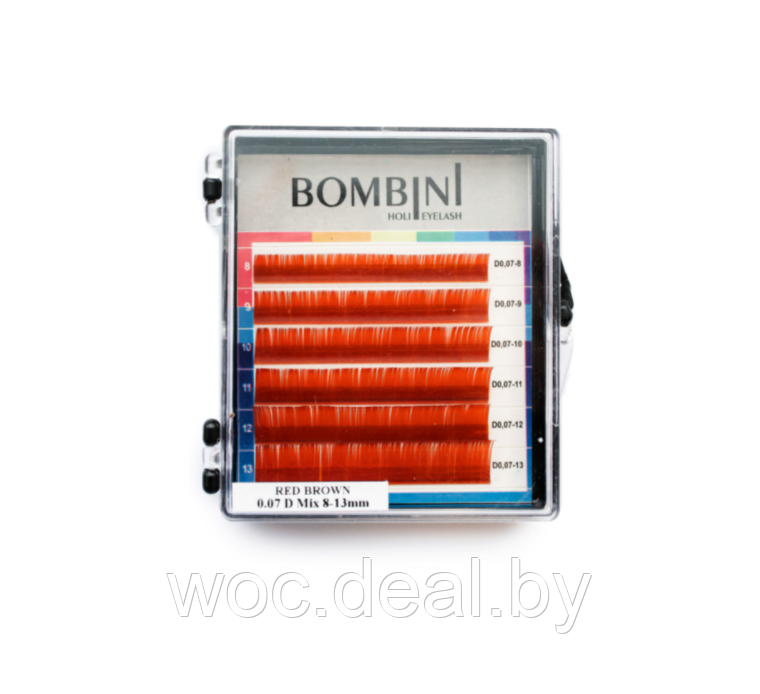 Bombini Цветные ресницы для наращивания Holi Mini Mix, Медные С0.10 Mix 8-13 - фото 1 - id-p167858197