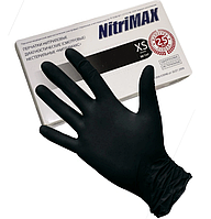 Nitrimax Перчатки нитриловые чёрные 50 пар, размер XS