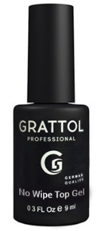 Grattol Топ без липкого слоя c УФ фильтром No Wipe Top Gel, 9 мл - фото 1 - id-p167849169