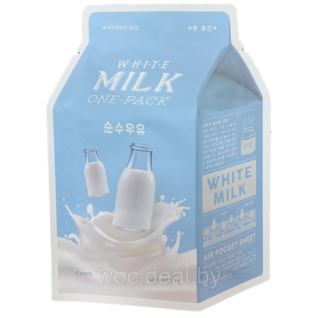 A'PIEU Тканевая маска для лица Milk One-Pack, 21 г, white milk - фото 1 - id-p167858409