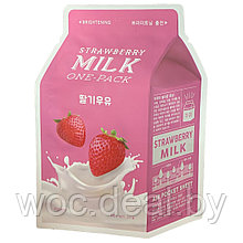 A'PIEU Тканевая маска для лица Milk One-Pack, 21 г, strawberry