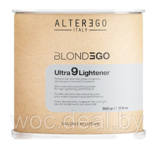 Alter Ego Осветляющий порошок беспылевой серый Ultra 9 Lightener Blond Ego 500 гр - фото 1 - id-p167857523