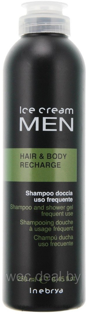 Inebrya Мужской шампунь-гель для волос и тела для ежедневного использования Hair&Body Recharge 250 м - фото 1 - id-p167856861