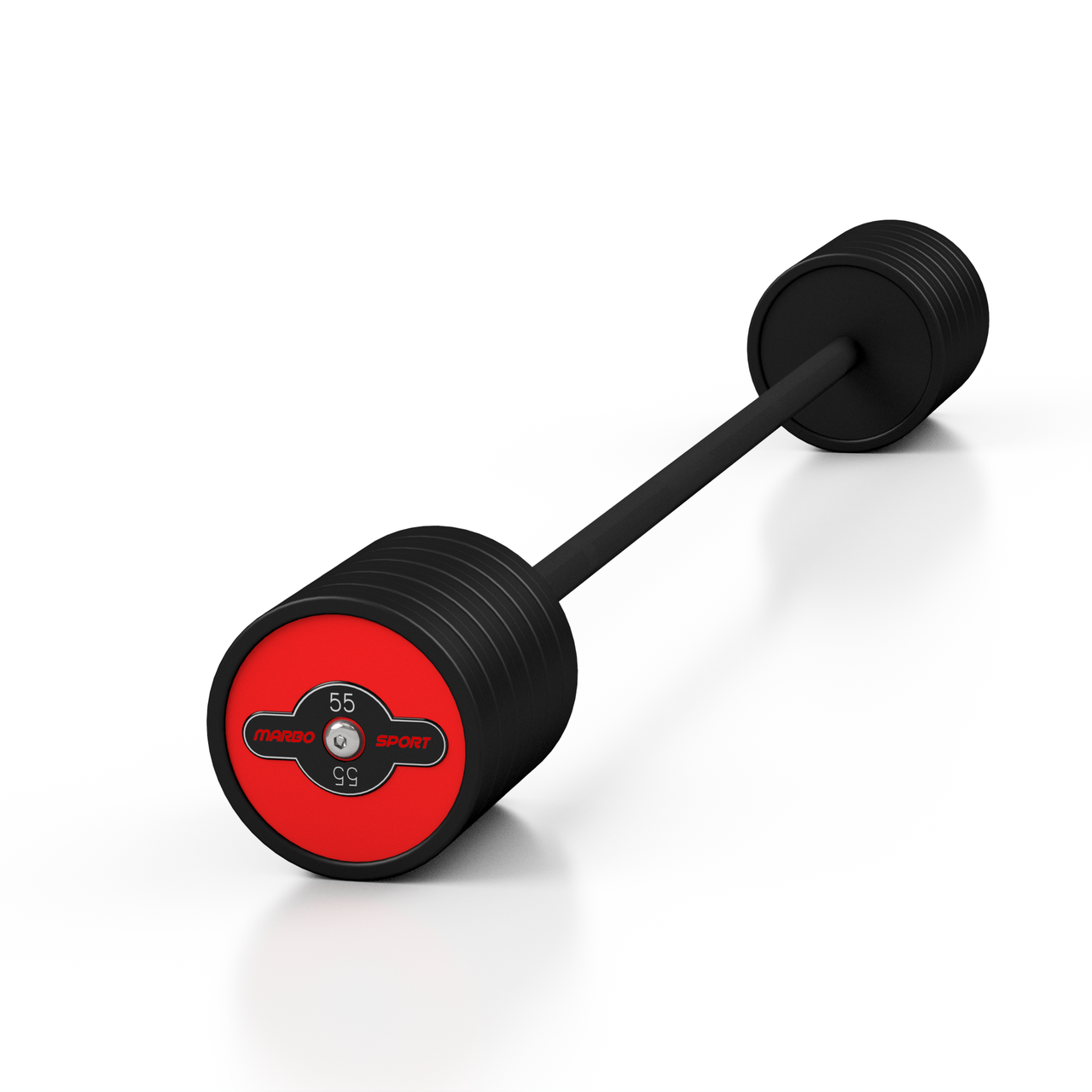 Штанга прямая резиновая 55 кг красный глянец- Marbo Sport