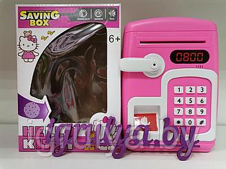 Детская копилка сейф с купюроприемником и отпечатком пальца YHD-3002, розовый Китти