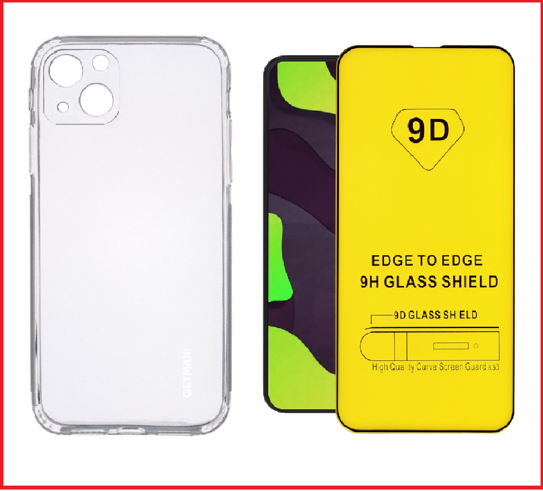 Чехол-накладка + защитное стекло 9D для Apple Iphone 13 - фото 1 - id-p167893302