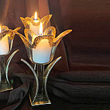 Подсвечник стеклянный Golden water lilies комплект 3 шт., фото 3