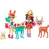 Куклы Флаффи и Данесса Garden Magic с питомцами зайчик и олененок 15см Enchantimals Mattel FDG01, фото 1