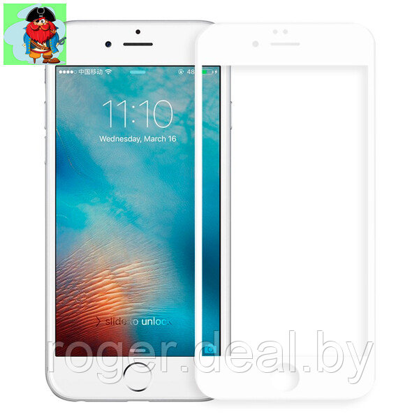 Защитное стекло для Apple iPhone 6 Plus 5D, цвет: белый - фото 1 - id-p92972062