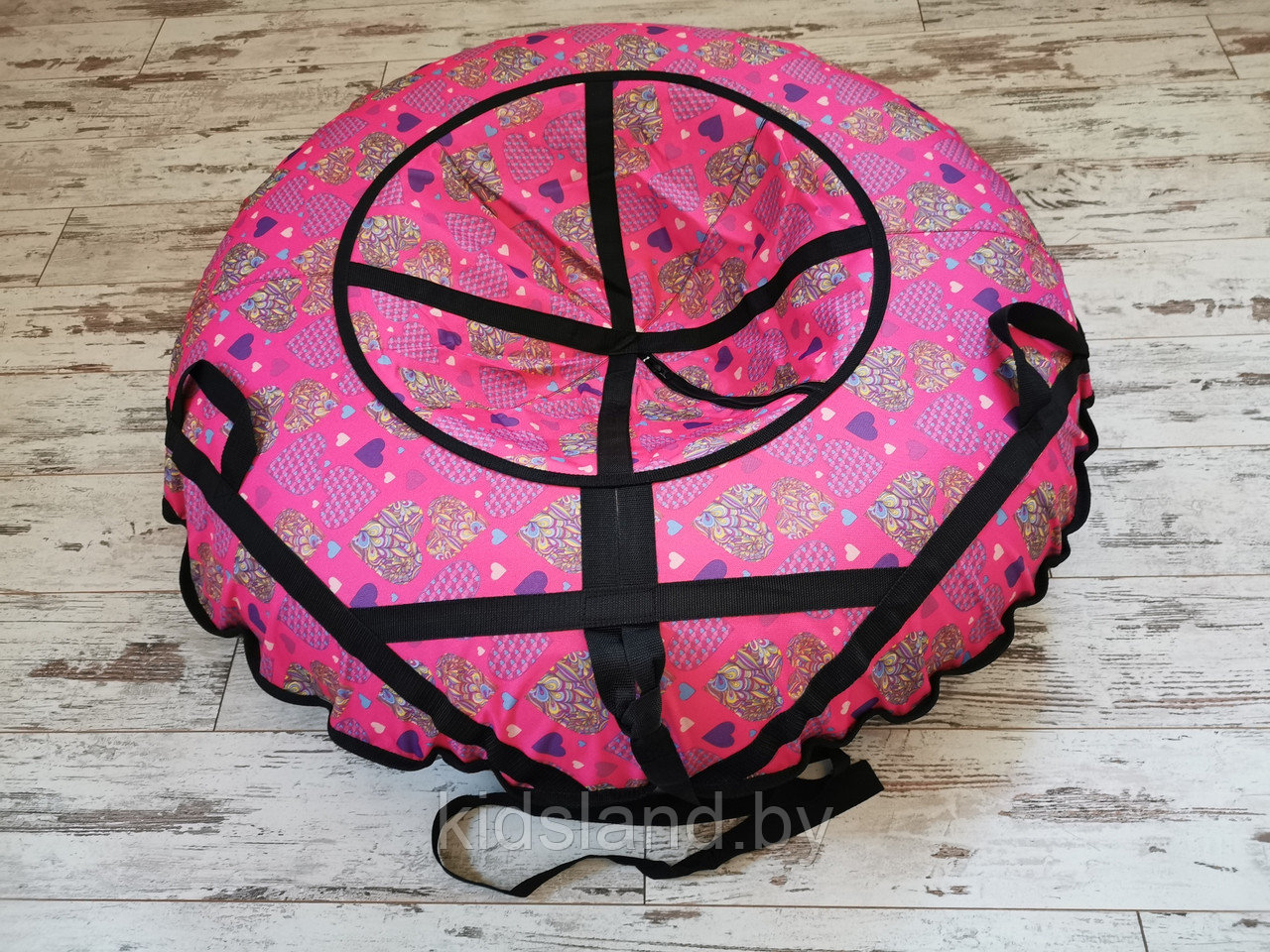 Тюбинг (ватрушка, надувные санки),диаметр 110 см "Розовые сердца"