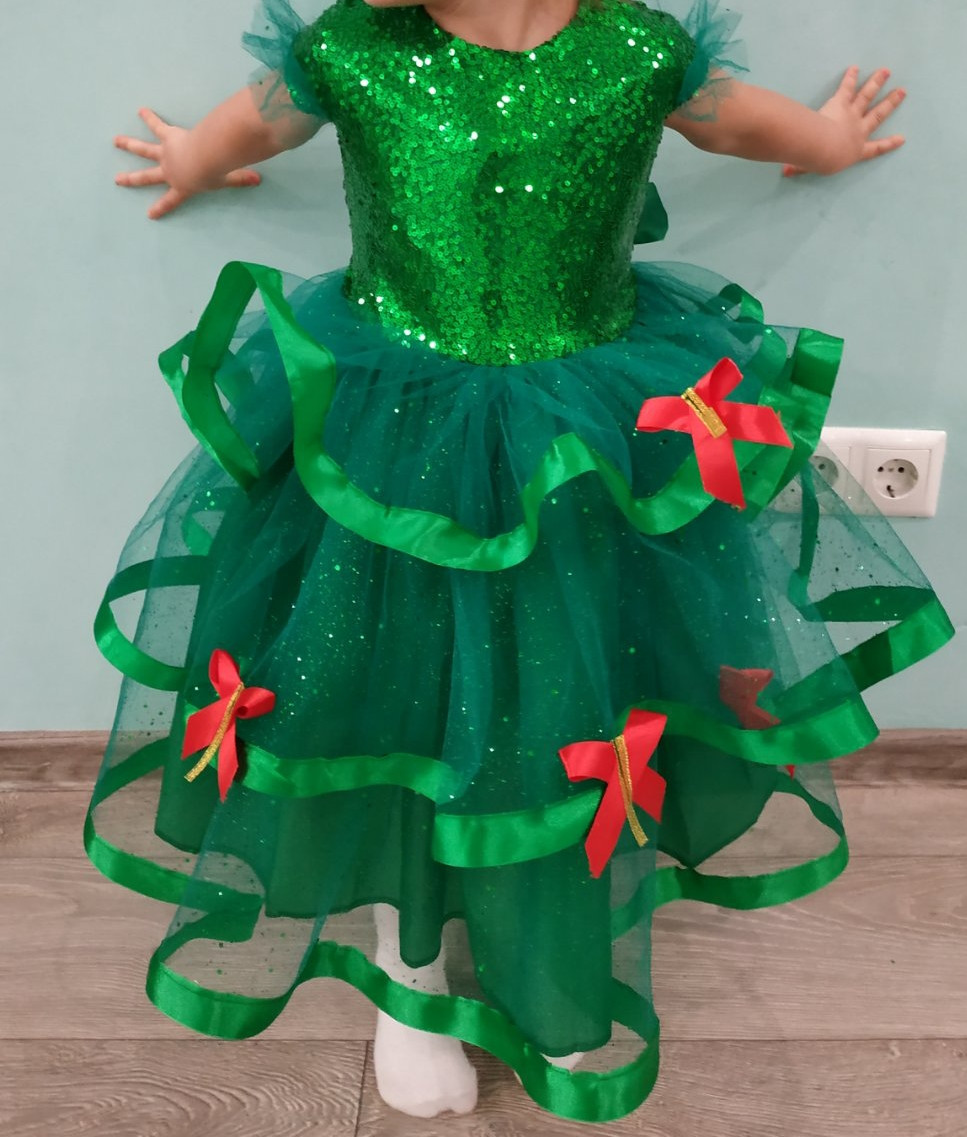 Детский карнавальный костюм Елочка, новогодний маскарадный костюм елка для утренника девочке - фото 1 - id-p139695070