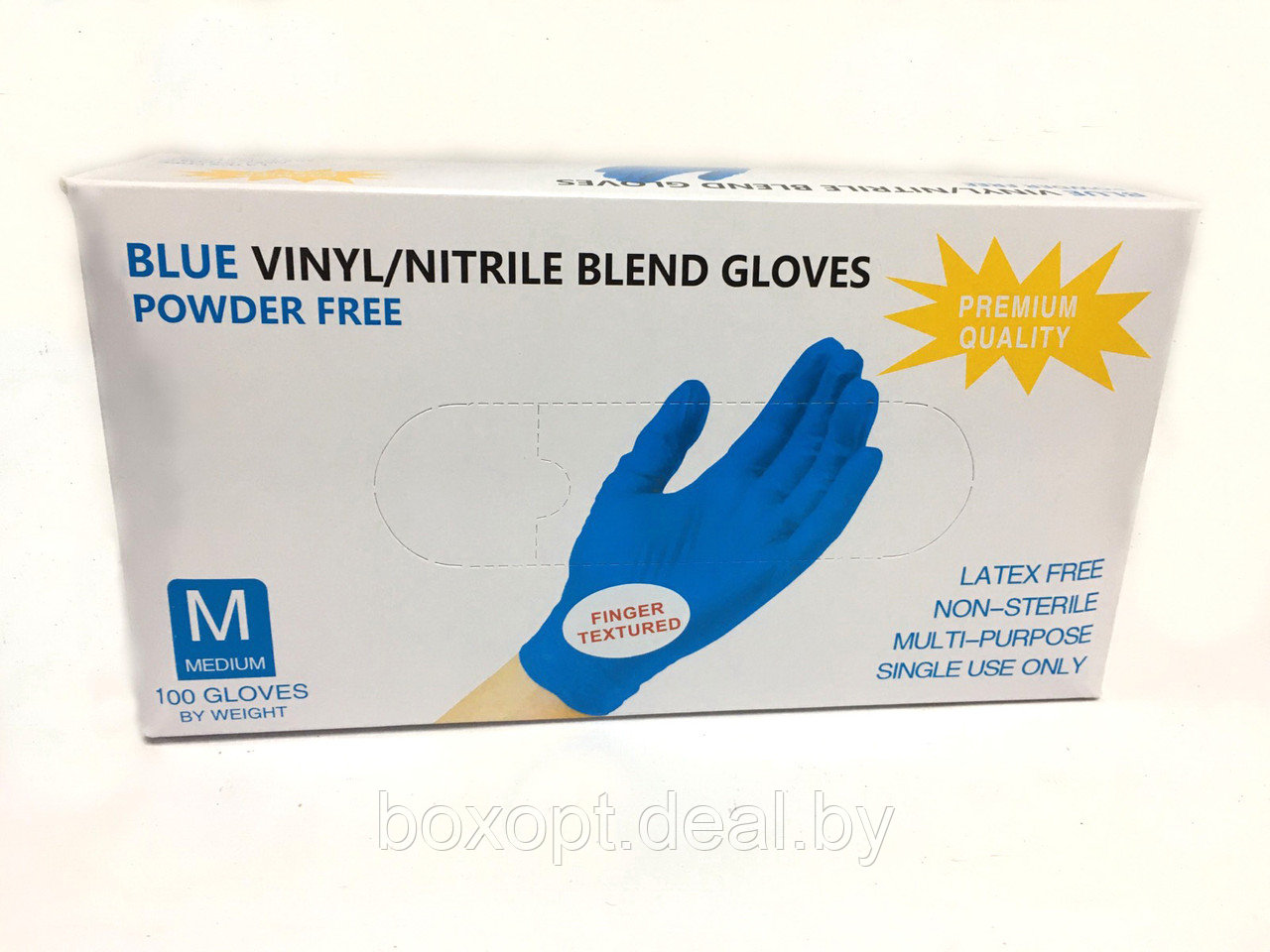 Перчатки одноразовые (нитрил/винил) (голубые) "Wally Plastic" - 100 шт (50 пар), все размеры - фото 3 - id-p160883870