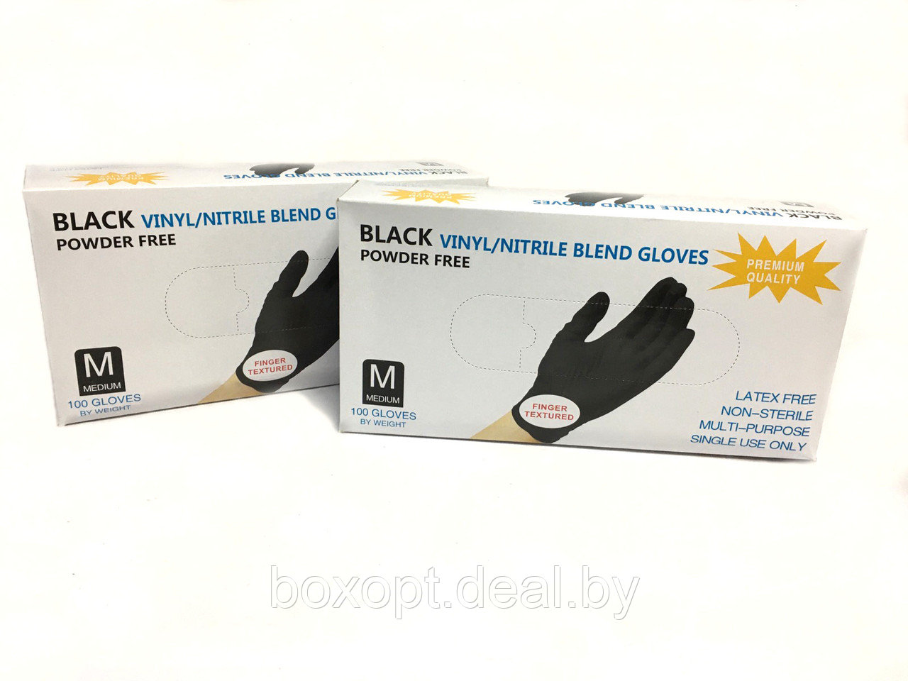 Перчатки одноразовые (нитрил/винил) (черные) "Wally Plastic" - 100 шт (50 пар), все размеры - фото 2 - id-p160746079