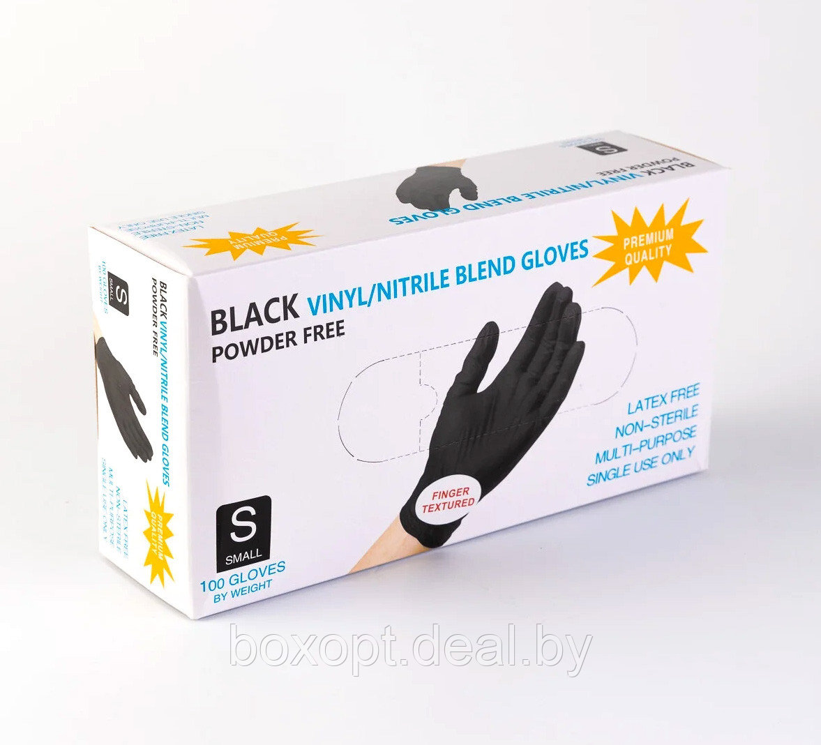 Перчатки одноразовые (нитрил/винил) (черные) "Wally Plastic" - 100 шт (50 пар), все размеры - фото 3 - id-p160746079