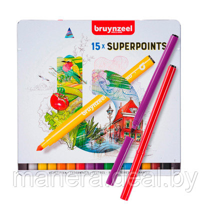 Набор маркеров художественных "Bruynzeel Super Point" 15 шт - фото 1 - id-p167984567