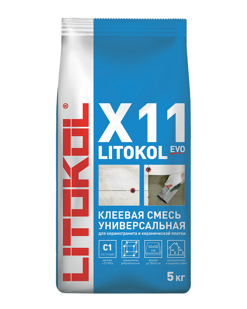 Клей для укладки плитки LITOKOL X11 EVO (серый 5 кг) - фото 2 - id-p69074809