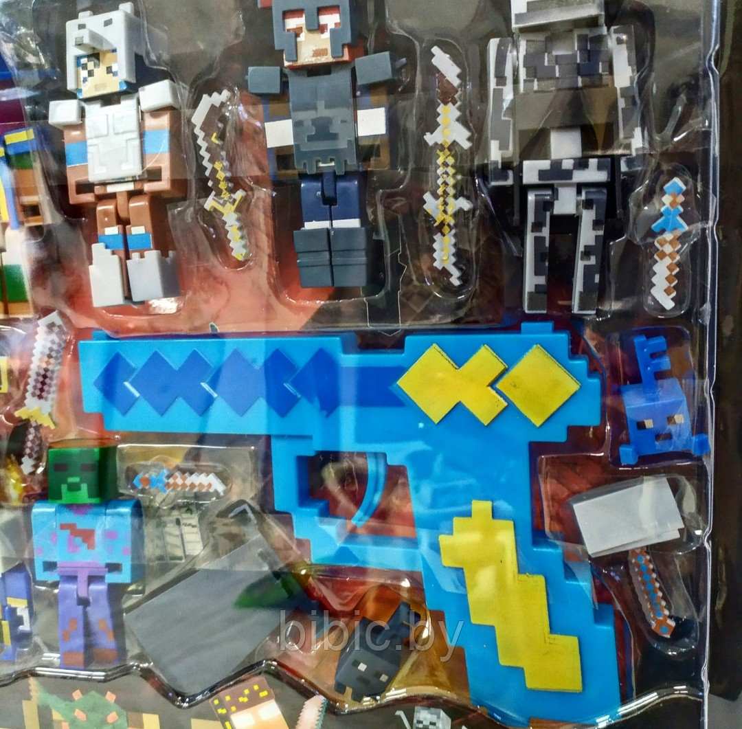 Набор фигурок Майнкрафт Minecraft герои человечки с оружием для конструктора аналог лего my world - фото 2 - id-p167988669