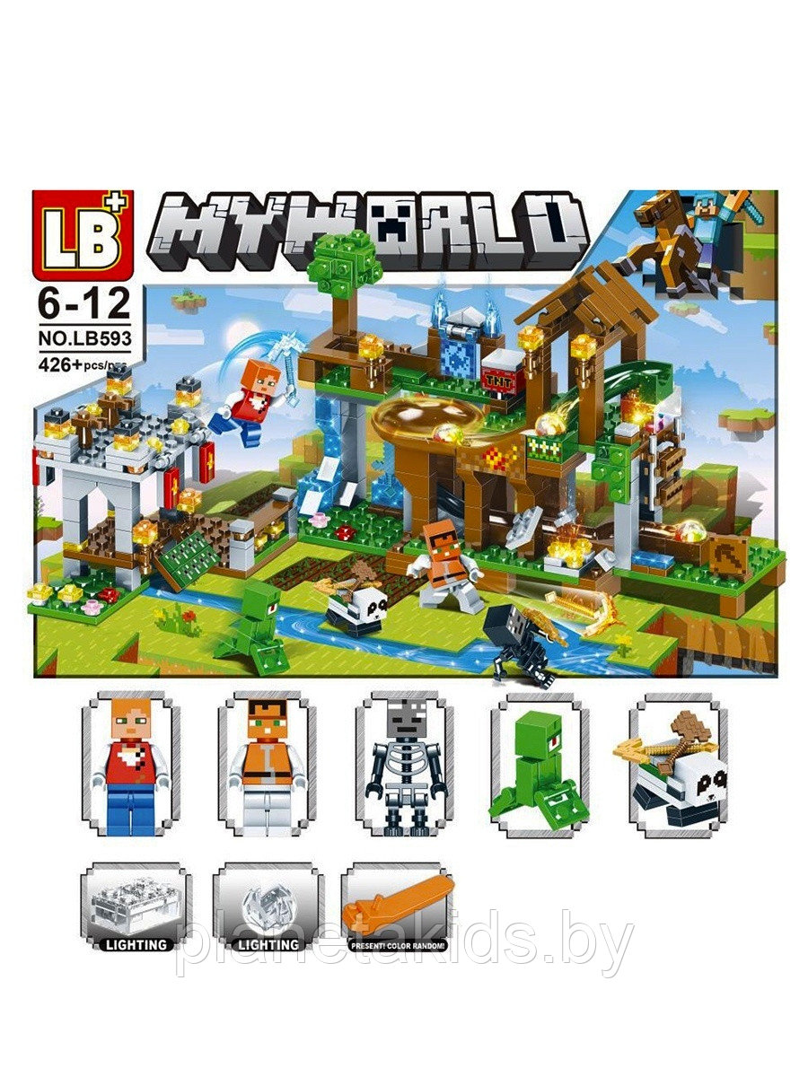 Конструктор LB My World "Сражение в деревне", светящиеся блоки LB593, 426 дет, Лего Майнкрафт Lego - фото 2 - id-p168016181