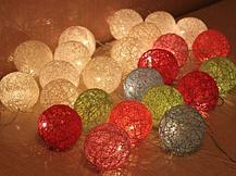 Тайская гирлянда из шариков (Хлопковые шарики), 20 шаров, длина 4 м, диаметр 3,5 см, фото 2