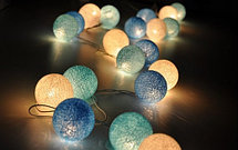 Тайская гирлянда из шариков (Хлопковые шарики), 20 шаров, длина 4 м, диаметр 3,5 см, фото 3