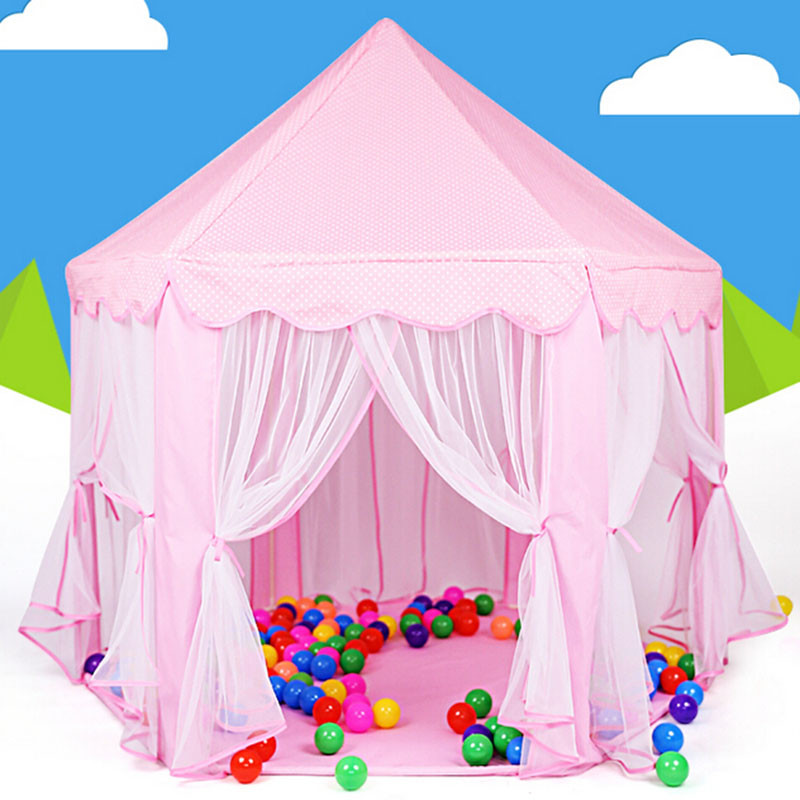 Детский игровой домик детская игровая палатка Замок шатер различные цвет 140*140*140 см разные цвета - фото 4 - id-p168023126
