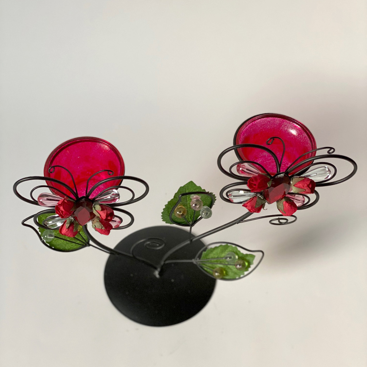 Подсвечник металлический Бабочки с цветами - фото 3 - id-p168023941