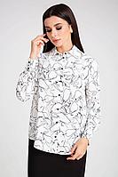 Женская осенняя белая деловая блуза IVARI 416 принт&quot;груши&quot; 42р.