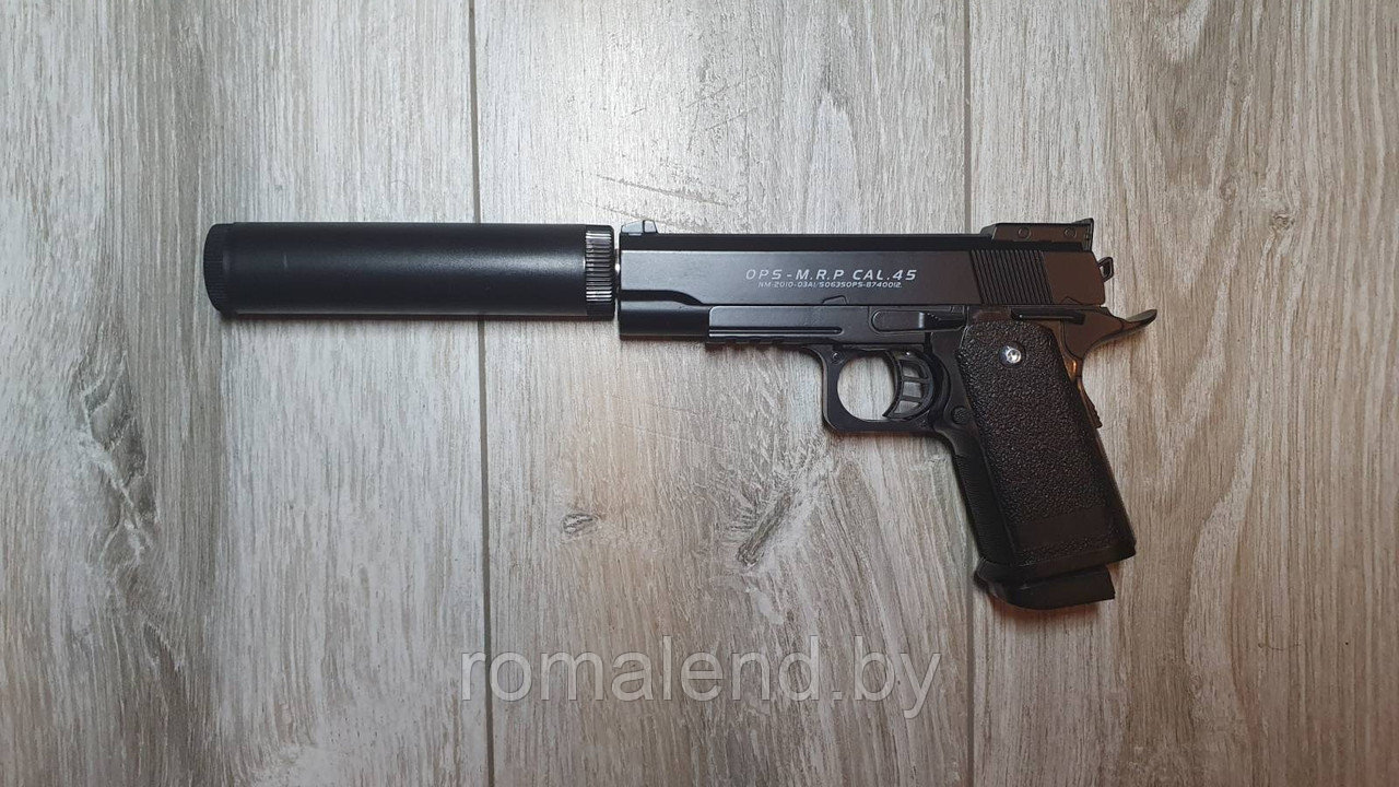 Пистолет детский пневматический металлический с глушителем D.1A - фото 3 - id-p168038540