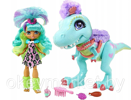 Игровой набор Cave Club Пещерный Клуб с куклой Рокелль и тиранозавром GTL69, фото 3