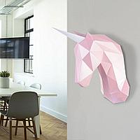 3Д Оригами Единорог Зефир Розовый на стену / 3D Оригами / Конструктор / Paperraz / Паперраз, фото 1