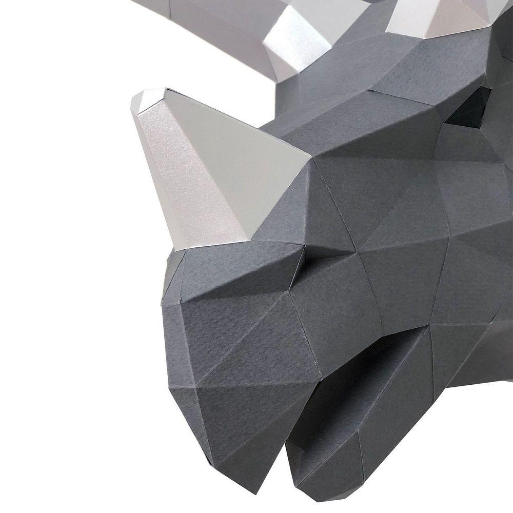 3Д Оригами Динозавр ТОПС Графитовый на стену / 3D Оригами / Конструктор / Paperraz / Паперраз - фото 3 - id-p168109119