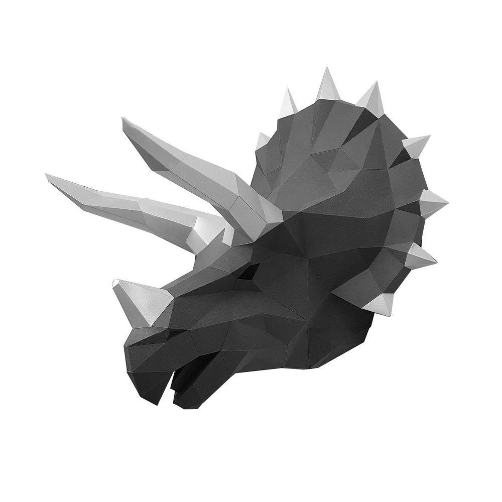 3Д Оригами Динозавр ТОПС Графитовый на стену / 3D Оригами / Конструктор / Paperraz / Паперраз - фото 4 - id-p168109119