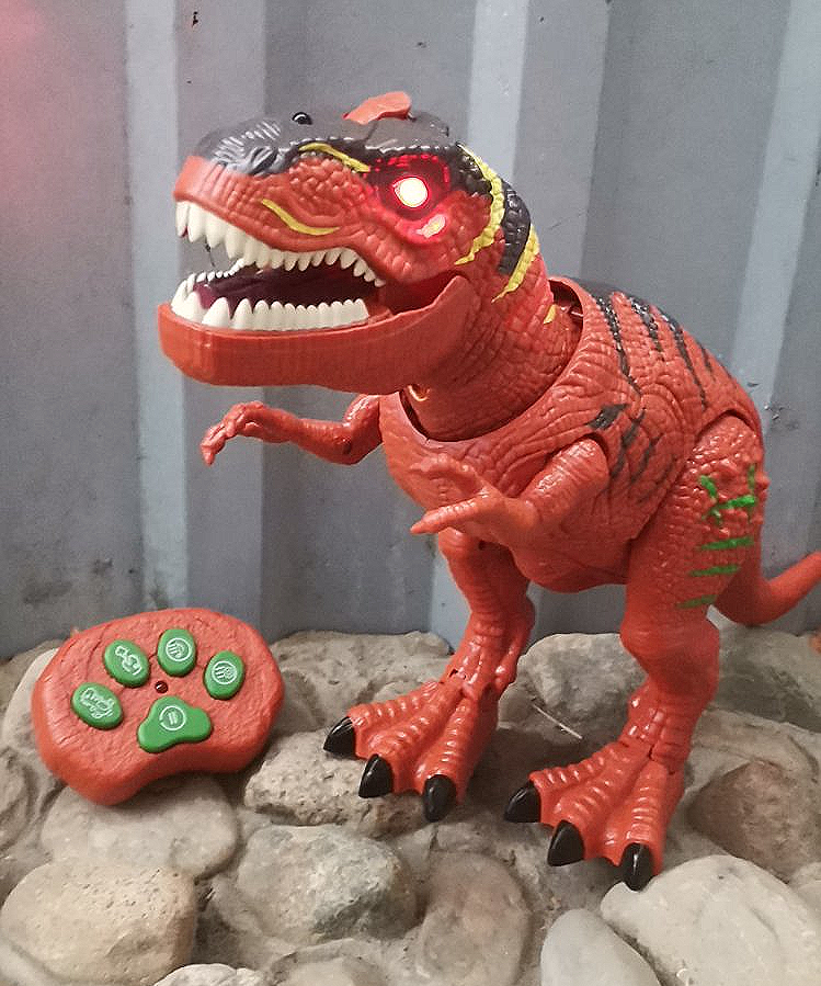 Интерактивная игрушка Динозавр Малыш Рекс на радиоуправлении свет ,звук, проектор, пар 50 см длина 33см высота