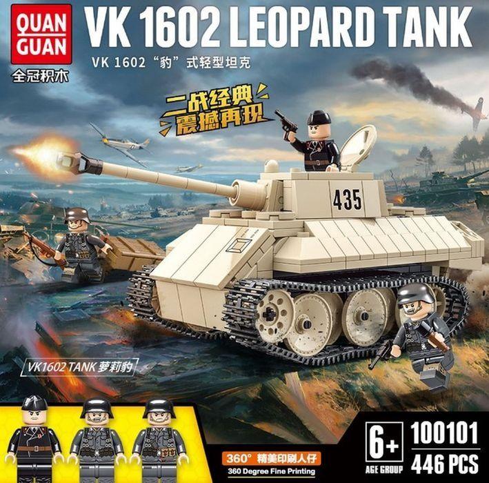 100101 Конструктор Quanguan "Немецкий танк Леопард Leopard VK 1602", 446 деталей, аналог LEGO (Лего) - фото 2 - id-p168110371