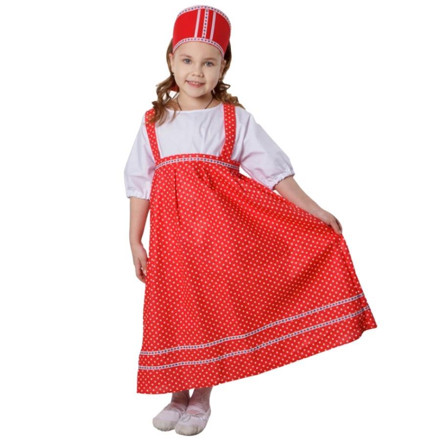 Карнавальный костюм Внучка (сарафан с имитацией блузки, кокошник)