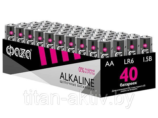 Батарейка 40шт (коробка) AA LR6 1,5V Alkaline LR6A-P40 ФАZА Alkaline Pack-40 (40 батареек в коробке - фото 1 - id-p167320370
