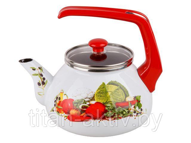 Чайник стальной эмалированный, 2.2 л, серия Урожай, PERFECTO LINEA (диаметр 11,5 см, высота 12 см) - фото 1 - id-p166338061