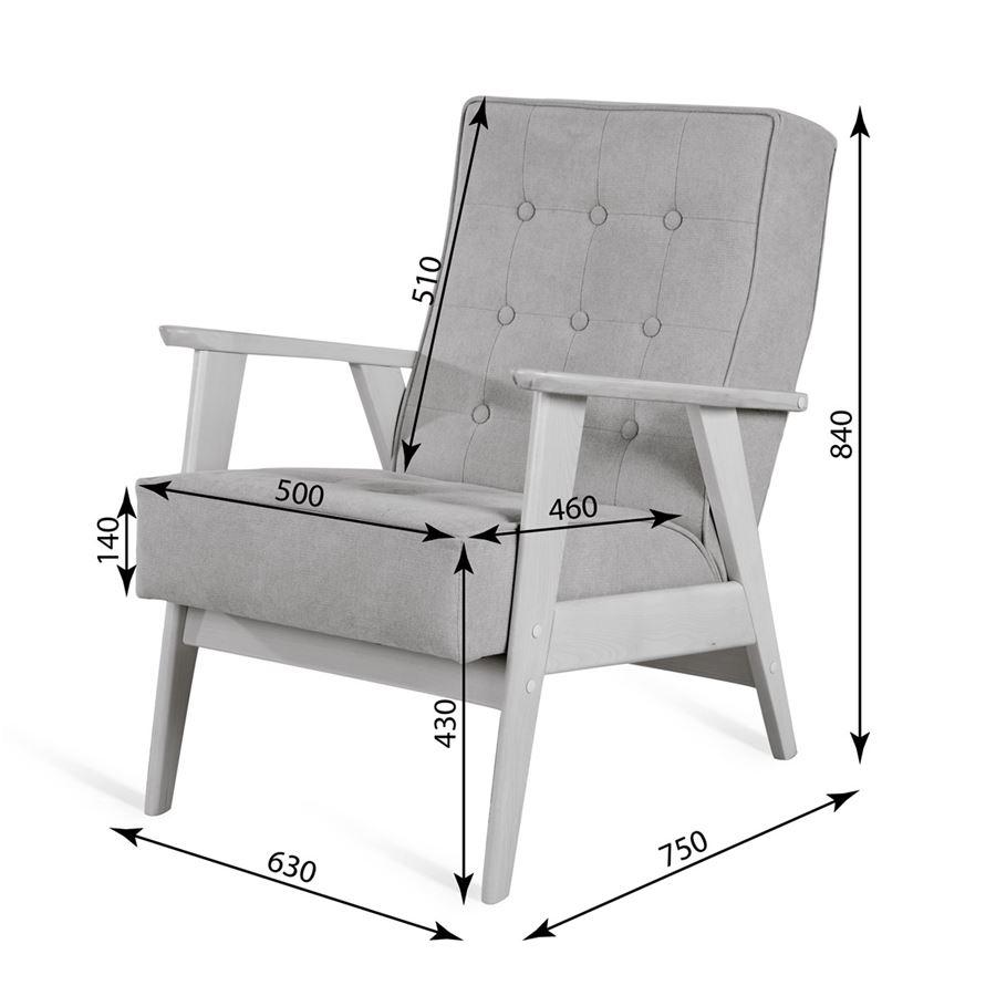 Кресло РЕТРО (беленый дуб / 02 - светло-серый) - фото 4 - id-p168125836