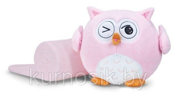 Сова с пледом 3 в 1: мягкая игрушка- подушка - плед (покрывало) розовый - фото 9 - id-p168127542