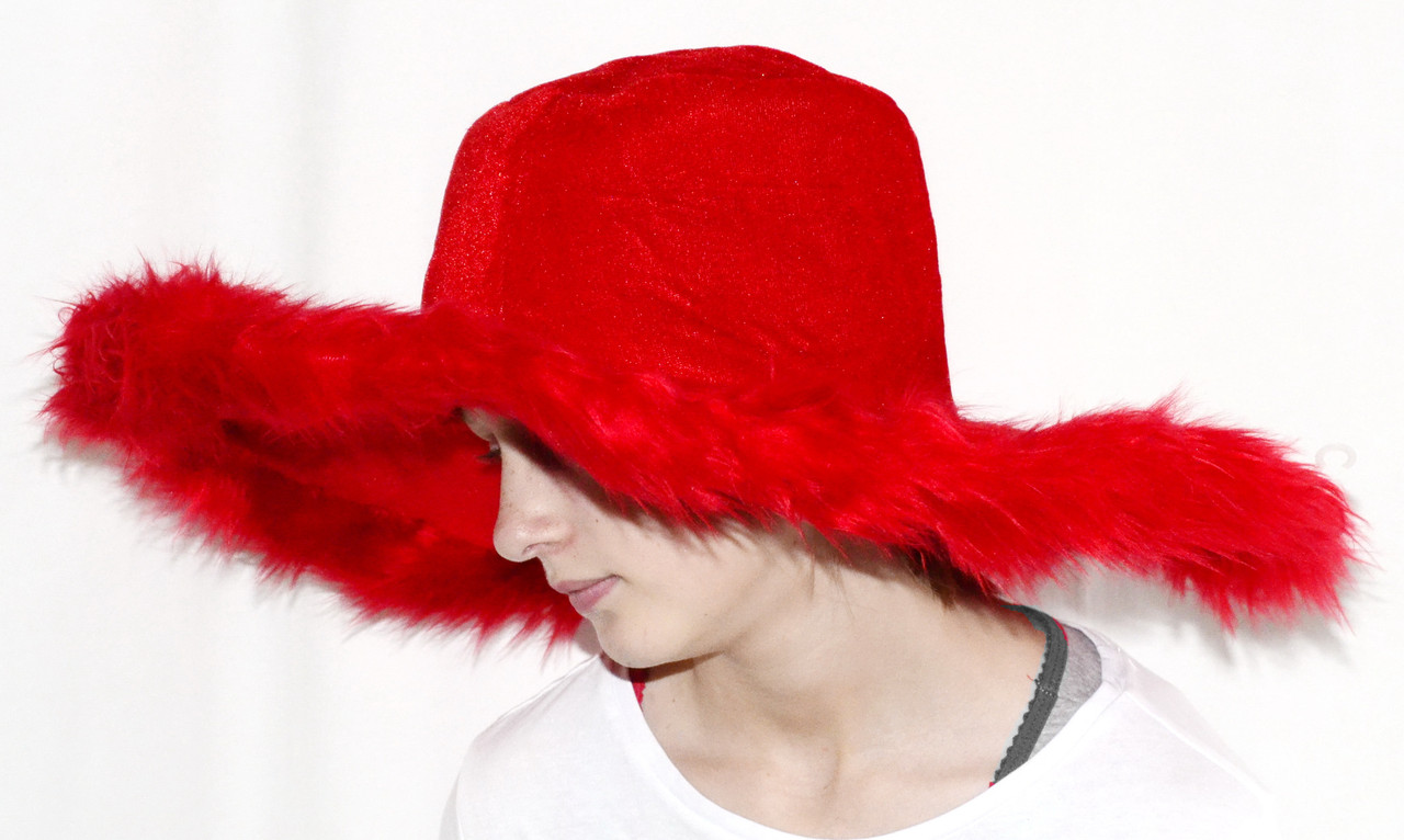 Ретро шляпа красная широкополая с перьями - фото 2 - id-p168130797
