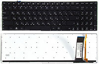 Клавиатура для ноутбука Asus N550 черная, без рамки, с подсветкой