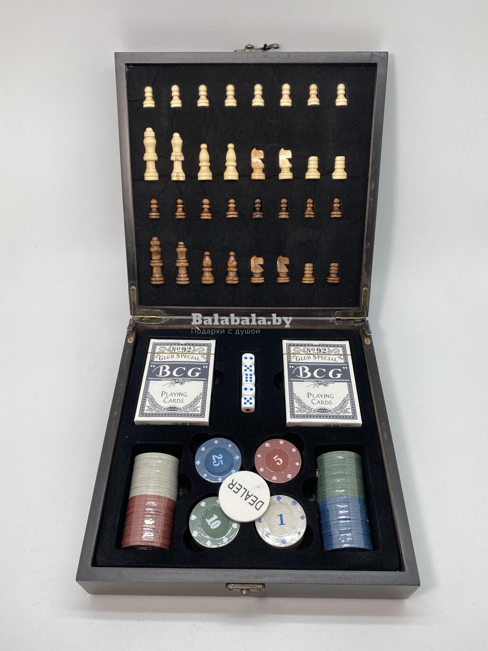 Набор подарочный «Игра шахматы, фишки» 24х24см - фото 1 - id-p168131152