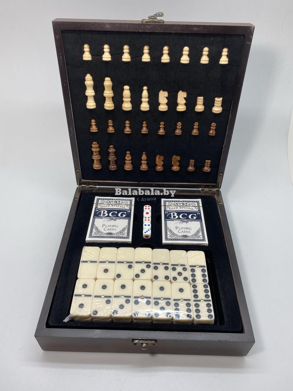 Набор подарочный «Игра шахматы, домино» 24х24см - фото 1 - id-p168131153