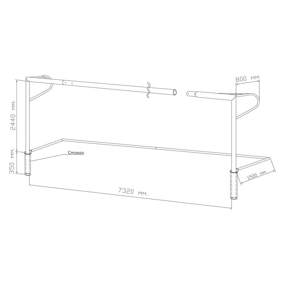 Ворота футбольные 7,32х2,44 м на стаканах - фото 1 - id-p168143580