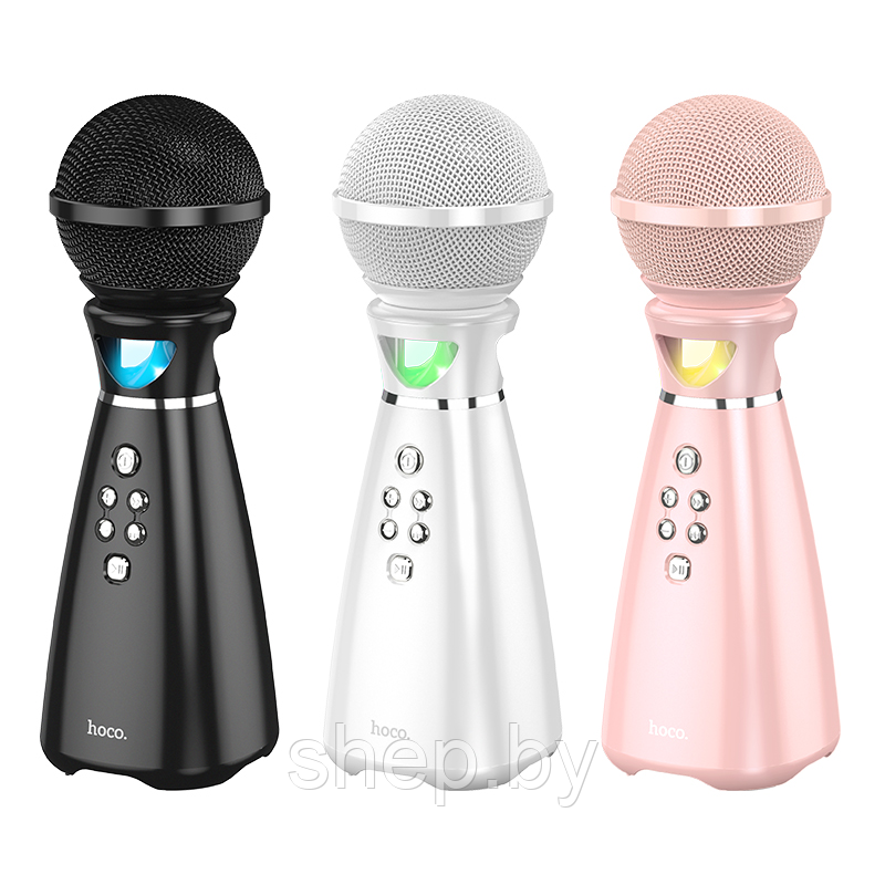 Микрофон беспроводной с колонкой Hoco BK6 цвет: розовый,черный,белый