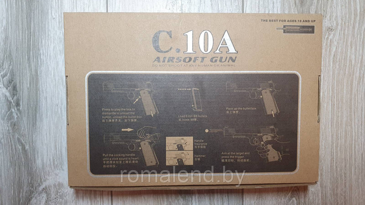 Пистолет детский COLT AIRSOFT GUN C.10A - фото 7 - id-p168207815