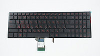 Клавиатура для ноутбука Asus Q501 черная, кнопки красные, с подсветкой