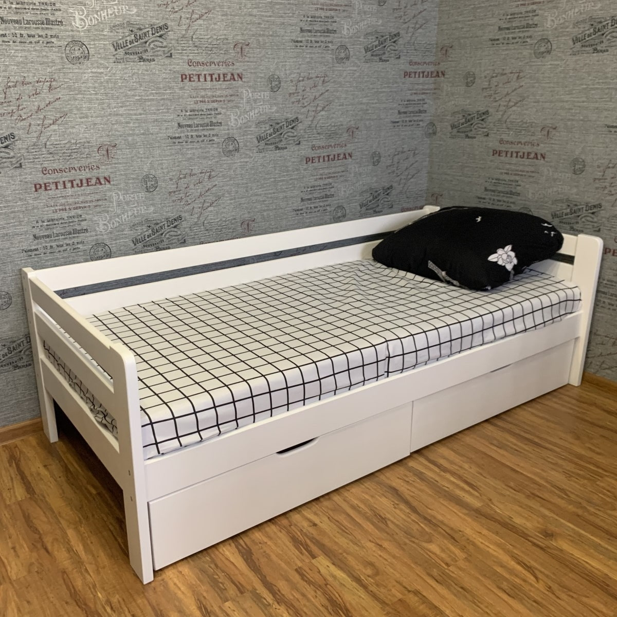 Односпальная кровать Ecodrev Классик с ящиками без бортика (белая) - фото 3 - id-p168234907