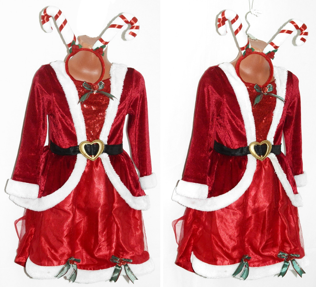 Платье карнавальное новогоднее на 5-6 лет с обручем на голову - фото 1 - id-p168238756